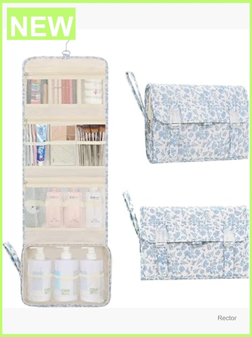 Large Capacity Hanging Toiletry Bag with Hook, Travel Cosmetic Organizer